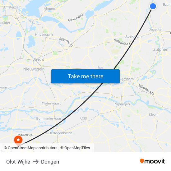 Olst-Wijhe to Dongen map