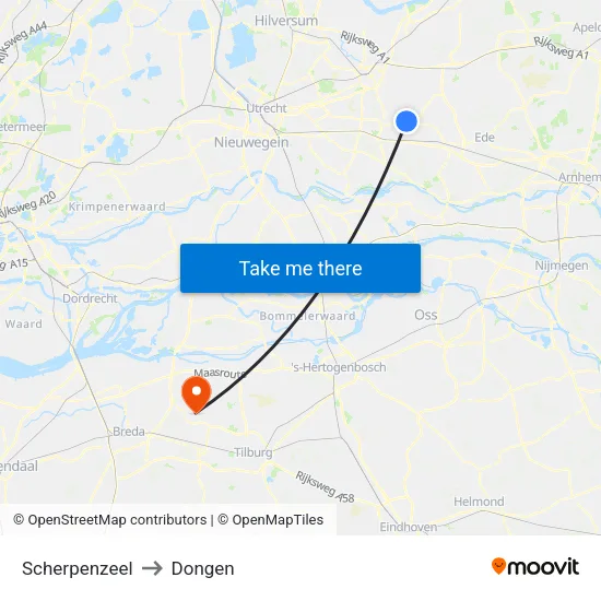 Scherpenzeel to Dongen map