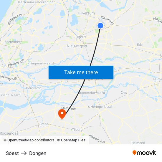 Soest to Dongen map