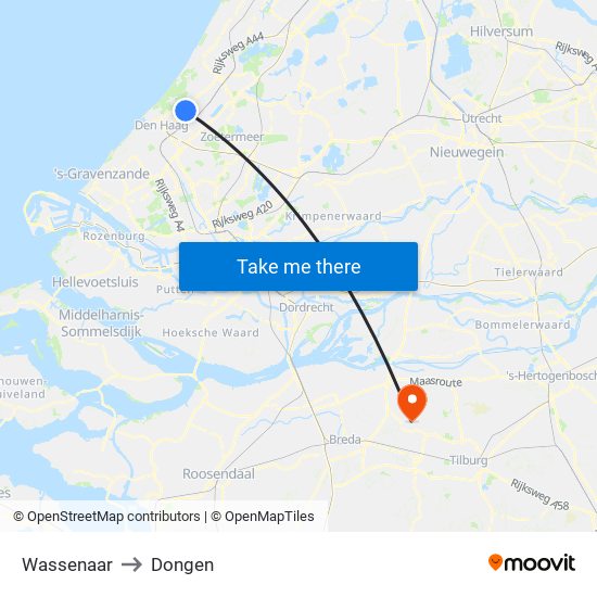 Wassenaar to Dongen map