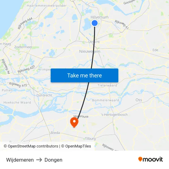Wijdemeren to Dongen map