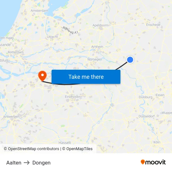 Aalten to Dongen map