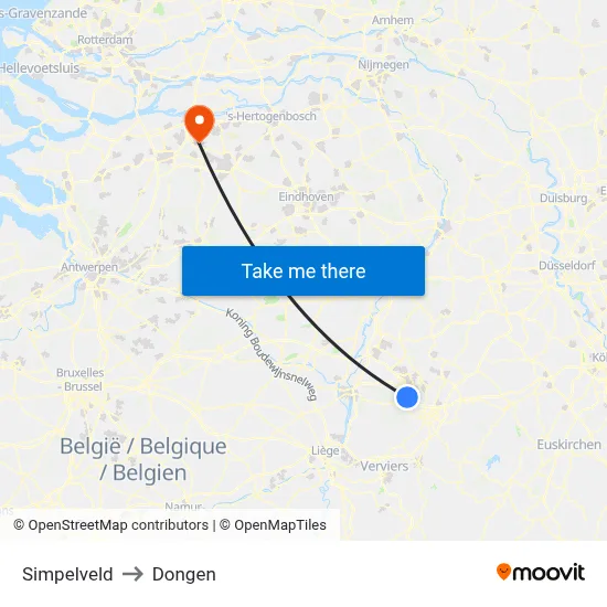 Simpelveld to Dongen map