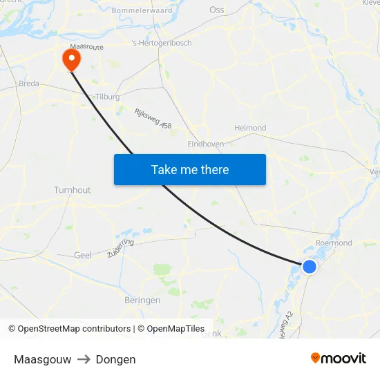 Maasgouw to Dongen map