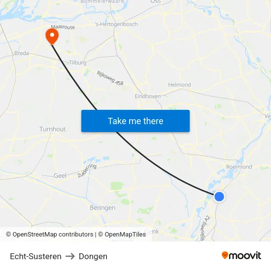 Echt-Susteren to Dongen map