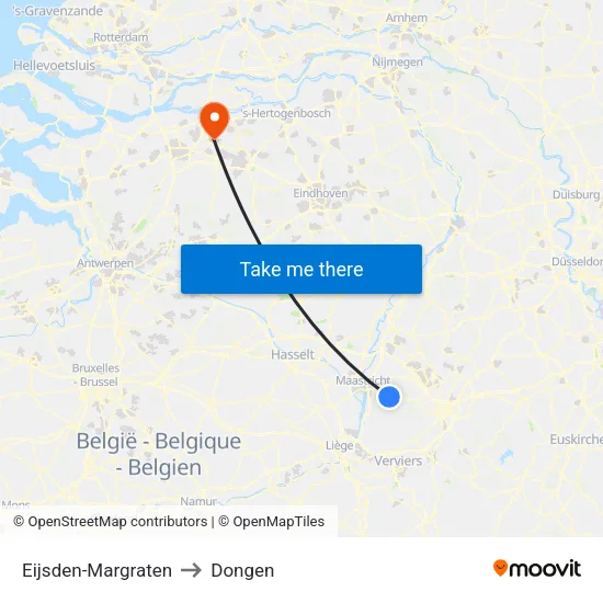 Eijsden-Margraten to Dongen map