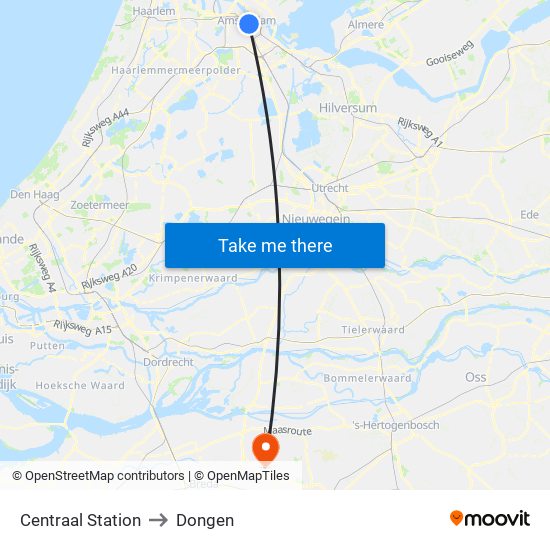 Centraal Station to Dongen map