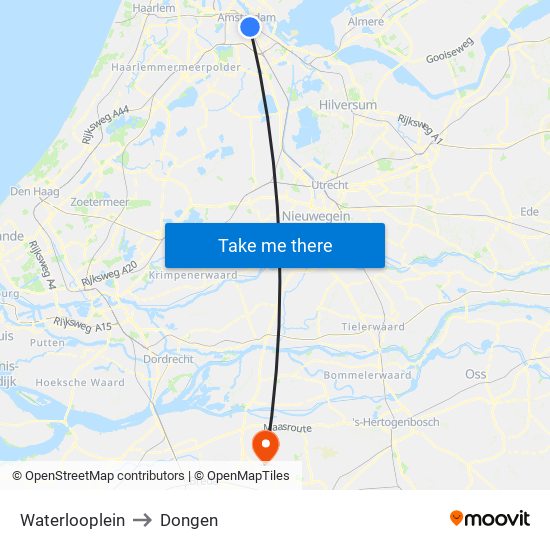 Waterlooplein to Dongen map