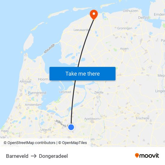 Barneveld to Dongeradeel map