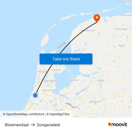 Bloemendaal to Dongeradeel map