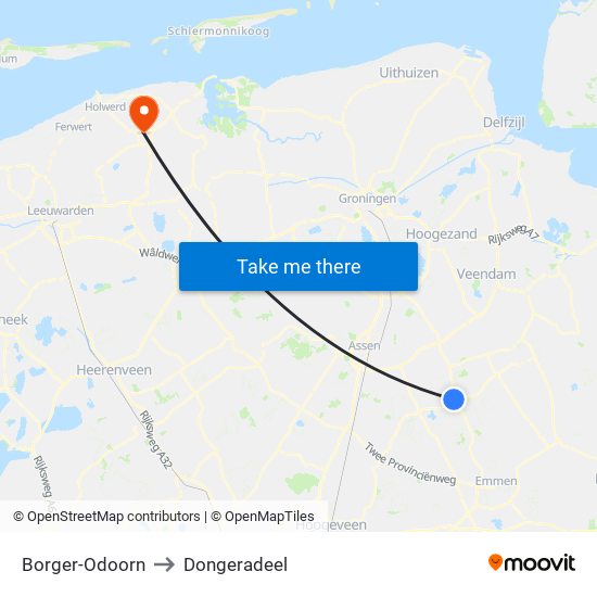 Borger-Odoorn to Dongeradeel map