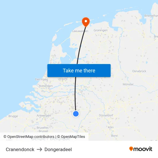 Cranendonck to Dongeradeel map