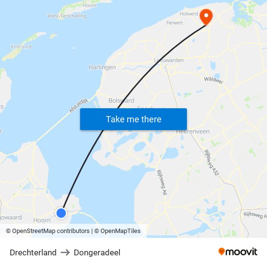 Drechterland to Dongeradeel map