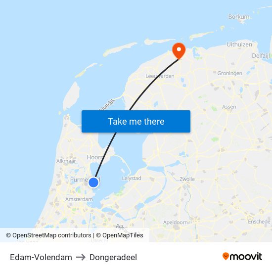 Edam-Volendam to Dongeradeel map