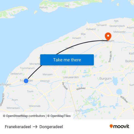 Franekeradeel to Dongeradeel map