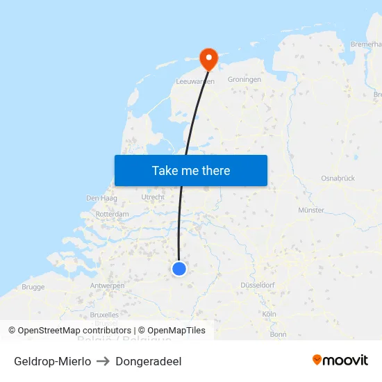 Geldrop-Mierlo to Dongeradeel map