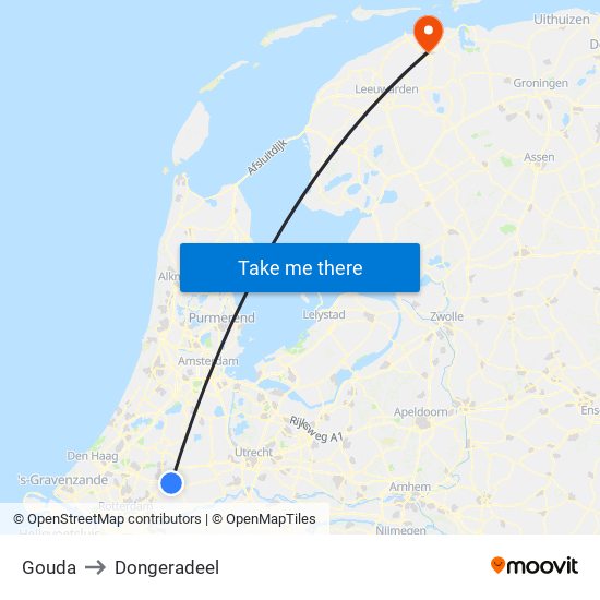 Gouda to Dongeradeel map