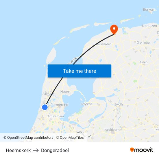 Heemskerk to Dongeradeel map