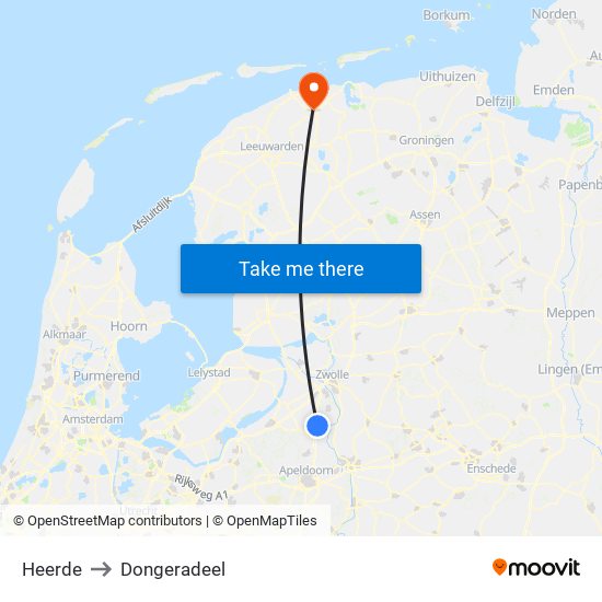 Heerde to Dongeradeel map