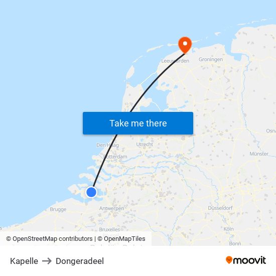 Kapelle to Dongeradeel map