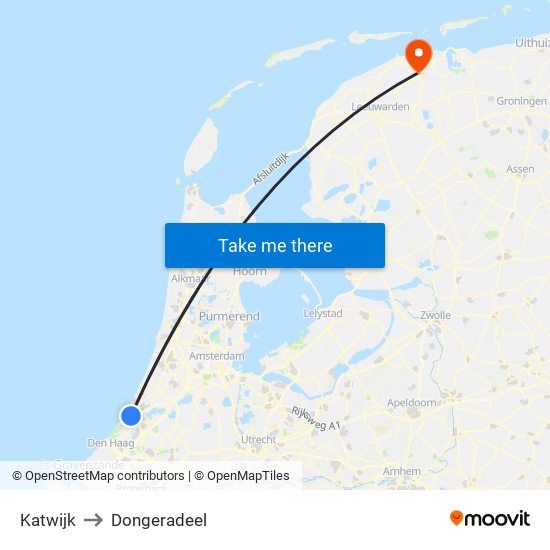 Katwijk to Dongeradeel map