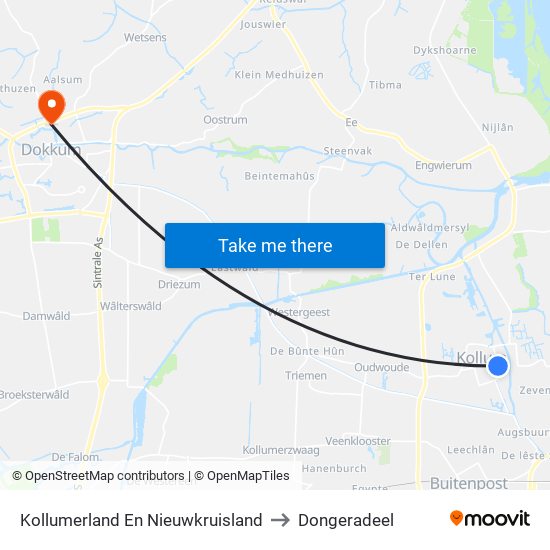 Kollumerland En Nieuwkruisland to Dongeradeel map