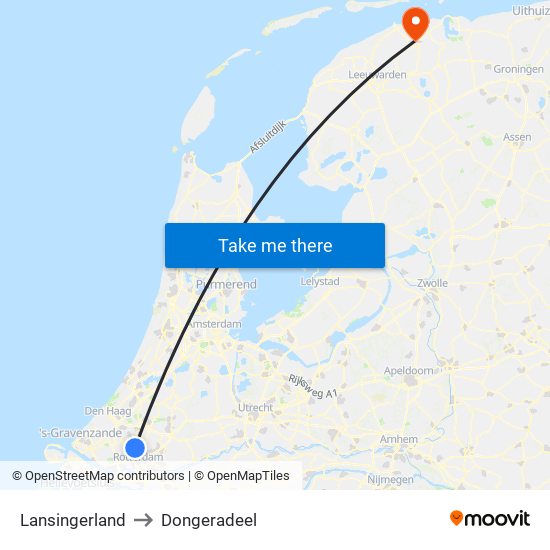 Lansingerland to Dongeradeel map