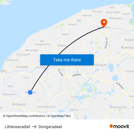 Littenseradiel to Dongeradeel map