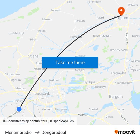 Menameradiel to Dongeradeel map