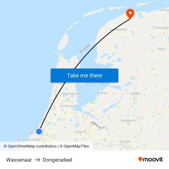 Wassenaar to Dongeradeel map