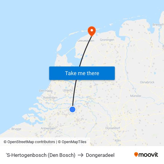 'S-Hertogenbosch (Den Bosch) to Dongeradeel map