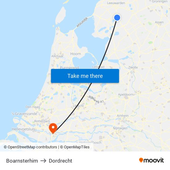 Boarnsterhim to Dordrecht map