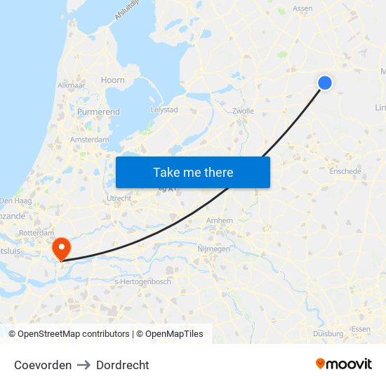 Coevorden to Dordrecht map