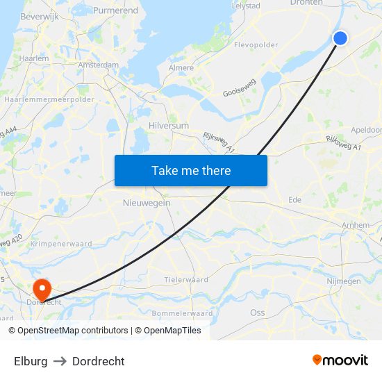 Elburg to Dordrecht map