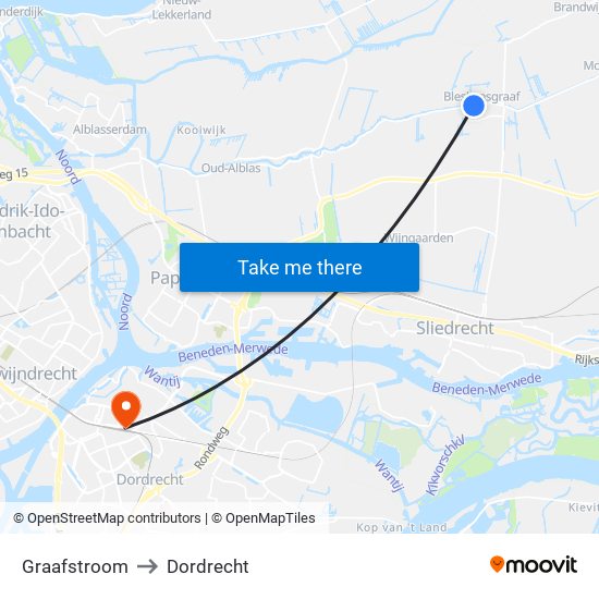 Graafstroom to Dordrecht map