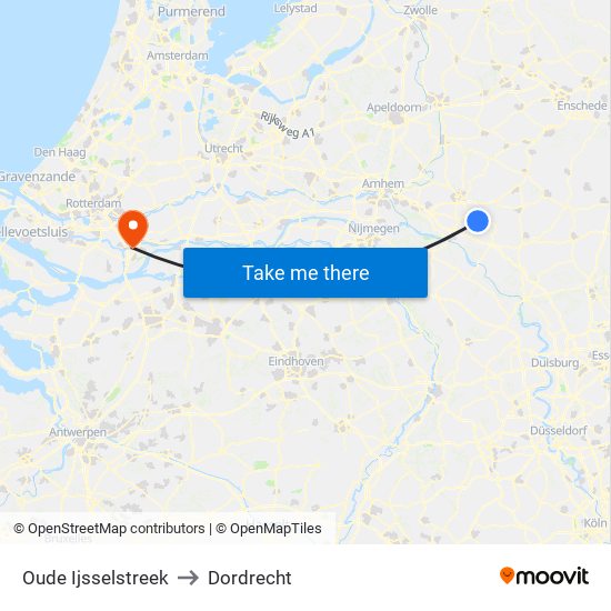 Oude Ijsselstreek to Dordrecht map