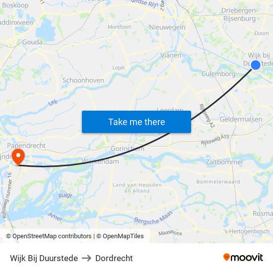 Wijk Bij Duurstede to Dordrecht map