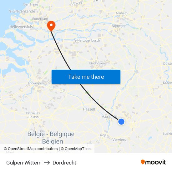 Gulpen-Wittem to Dordrecht map