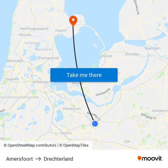 Amersfoort to Drechterland map