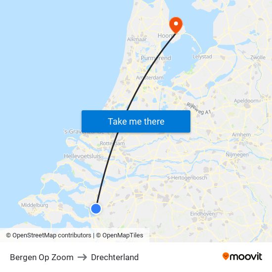 Bergen Op Zoom to Drechterland map