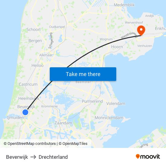 Beverwijk to Drechterland map