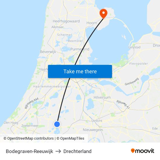 Bodegraven-Reeuwijk to Drechterland map
