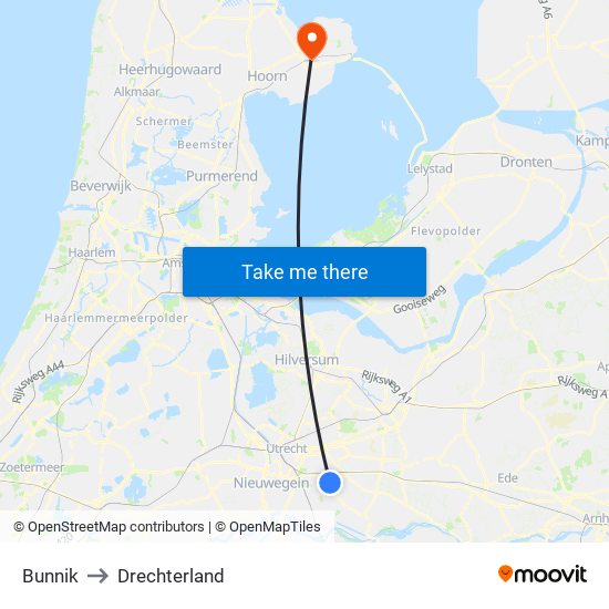 Bunnik to Drechterland map