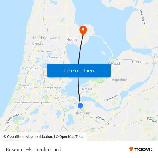 Bussum to Drechterland map