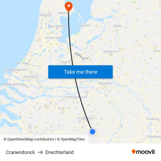 Cranendonck to Drechterland map