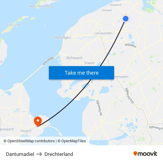 Dantumadiel to Drechterland map