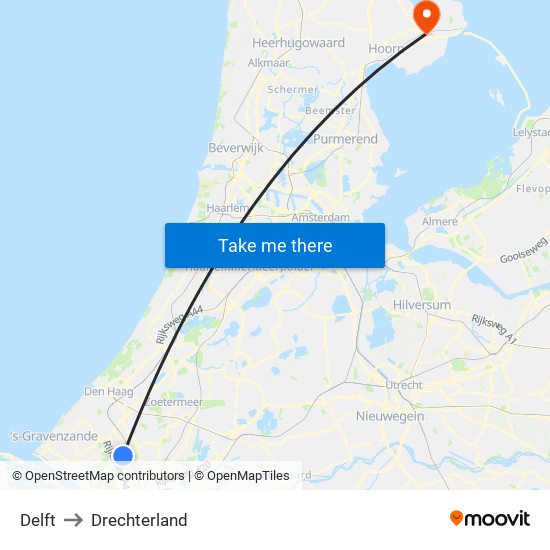 Delft to Drechterland map