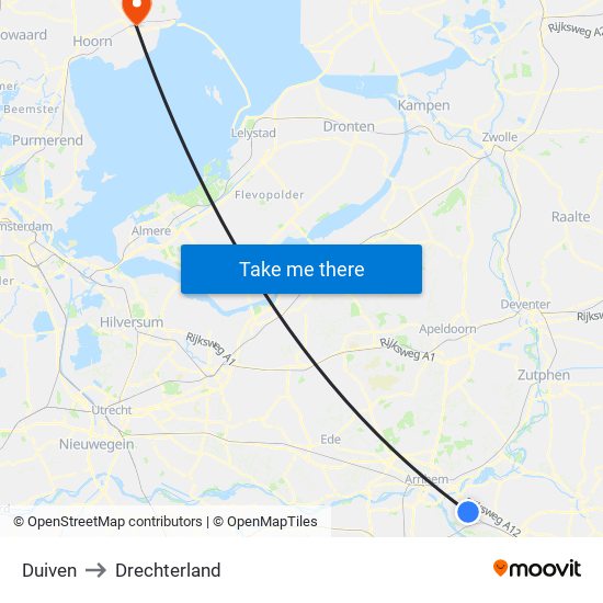 Duiven to Drechterland map