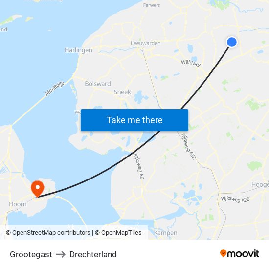 Grootegast to Drechterland map