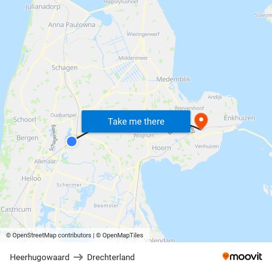 Heerhugowaard to Drechterland map
